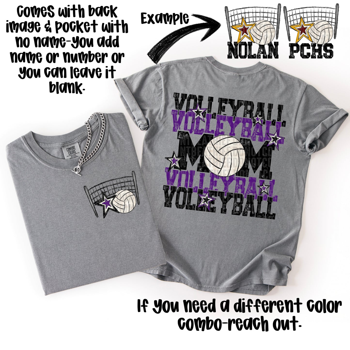 Volleyball Mom; Black & Purple