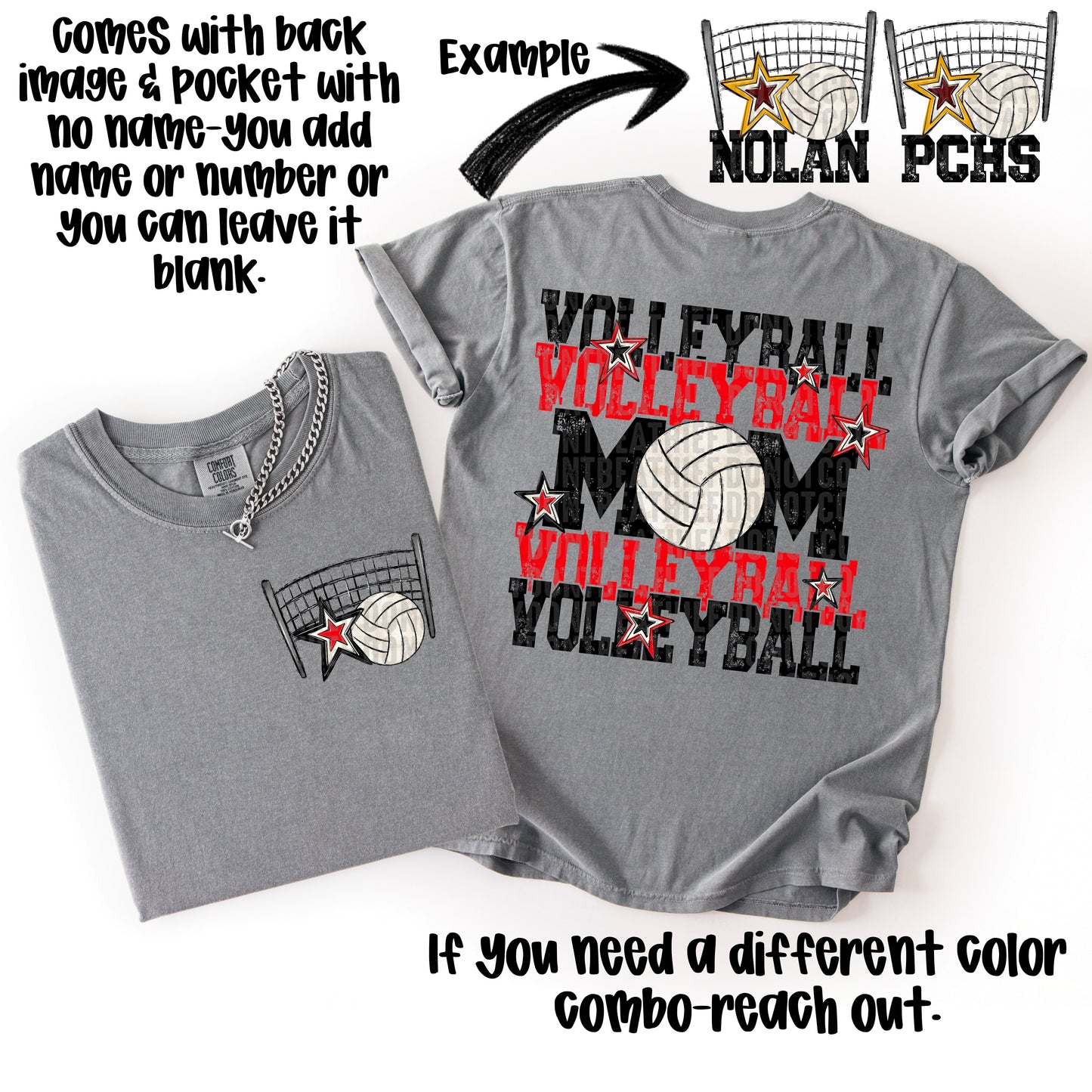 Volleyball Mom; Black & Red