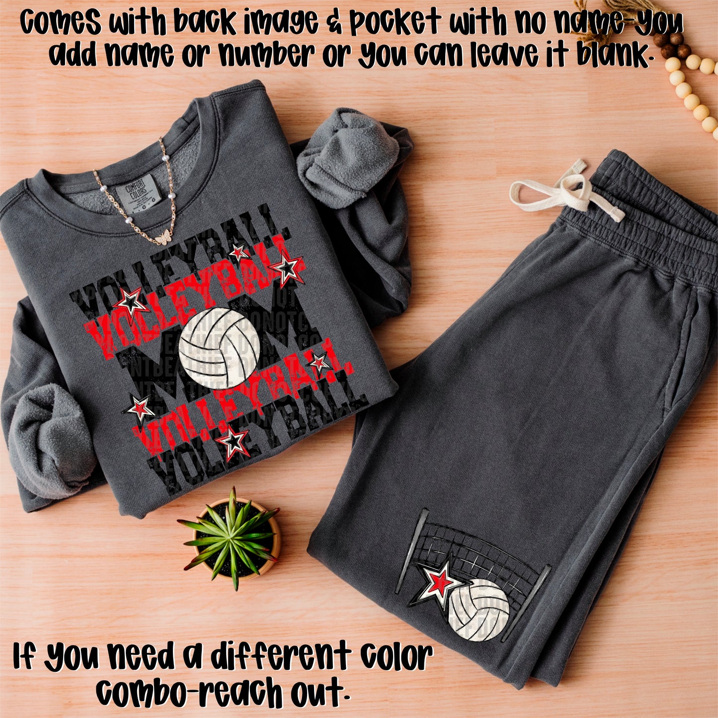 Volleyball Mom; Black & Red