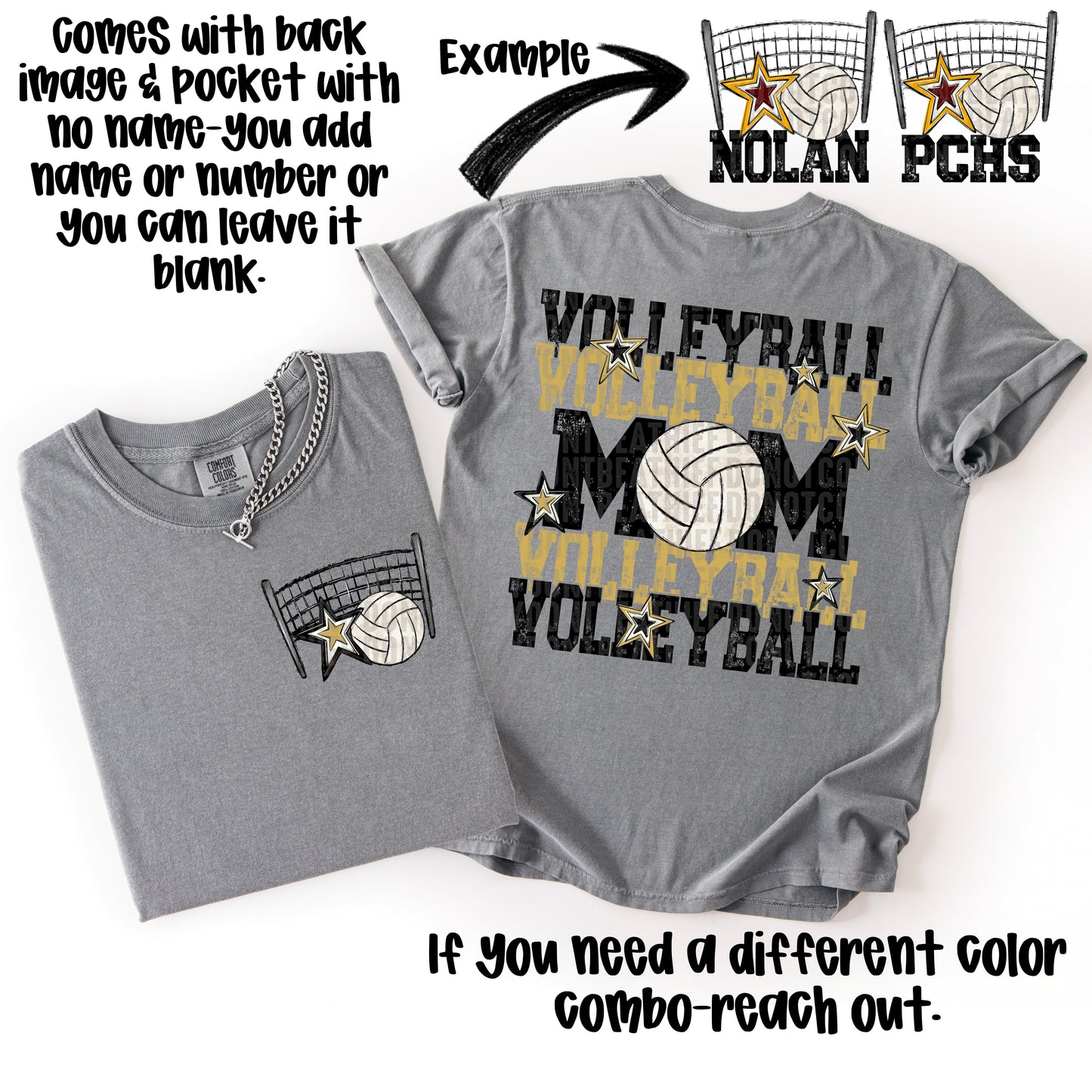 Volleyball Mom; Black & Vegas Gold