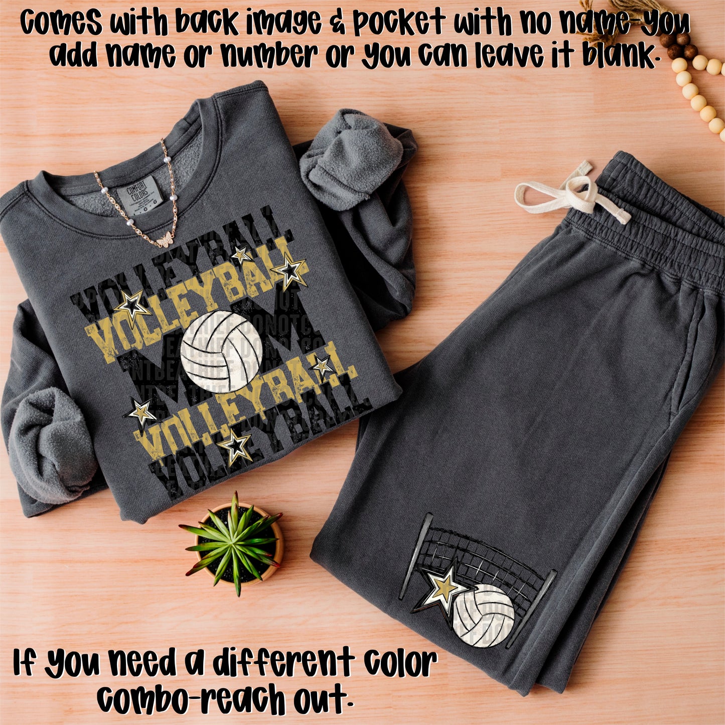 Volleyball Mom; Black & Vegas Gold