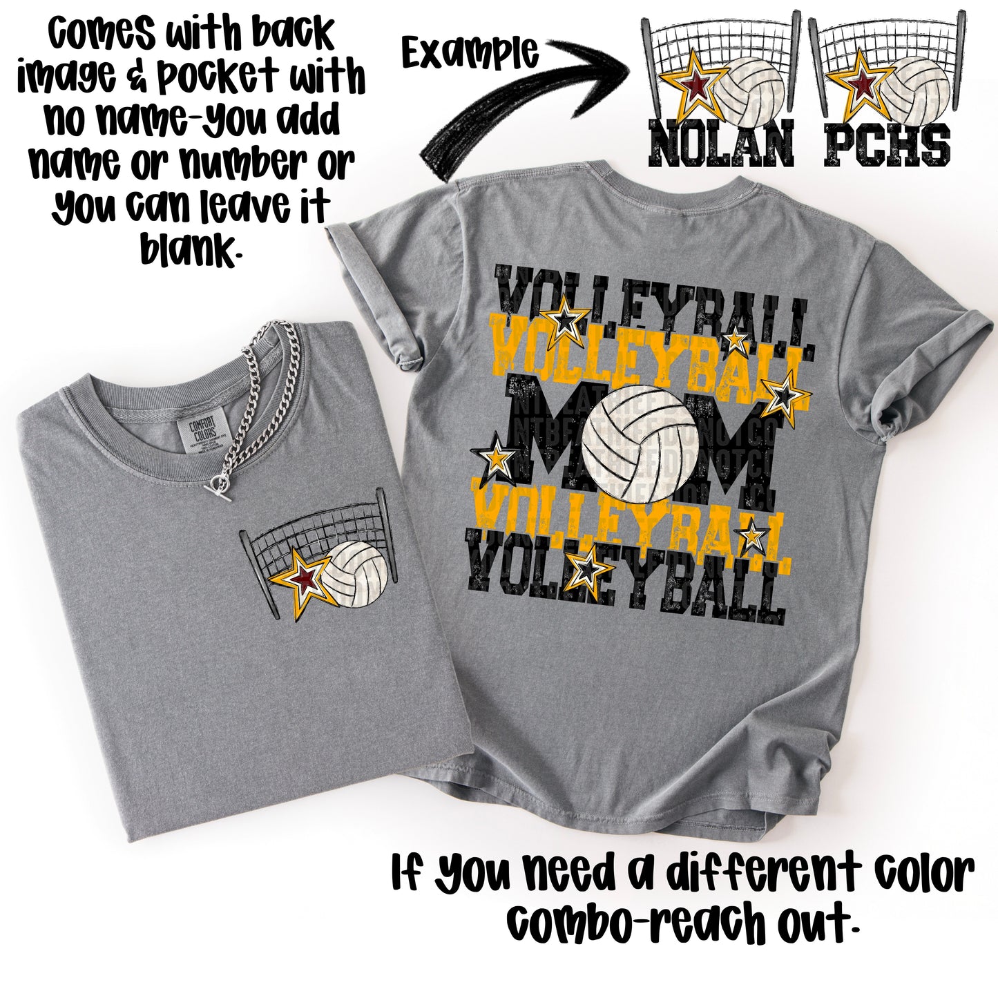 Volleyball Mom; Black & Yellow Gold