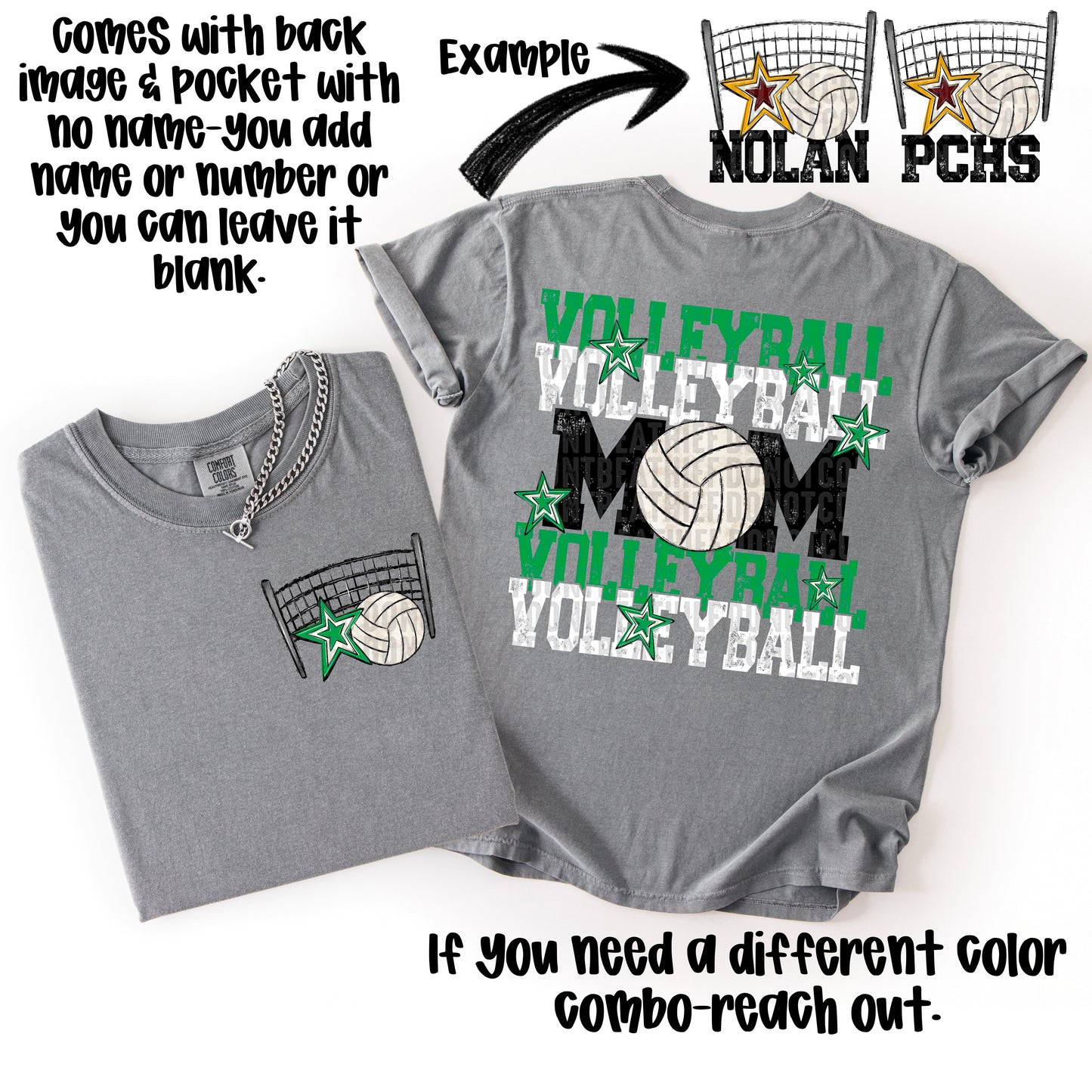 Volleyball Mom; Green & White