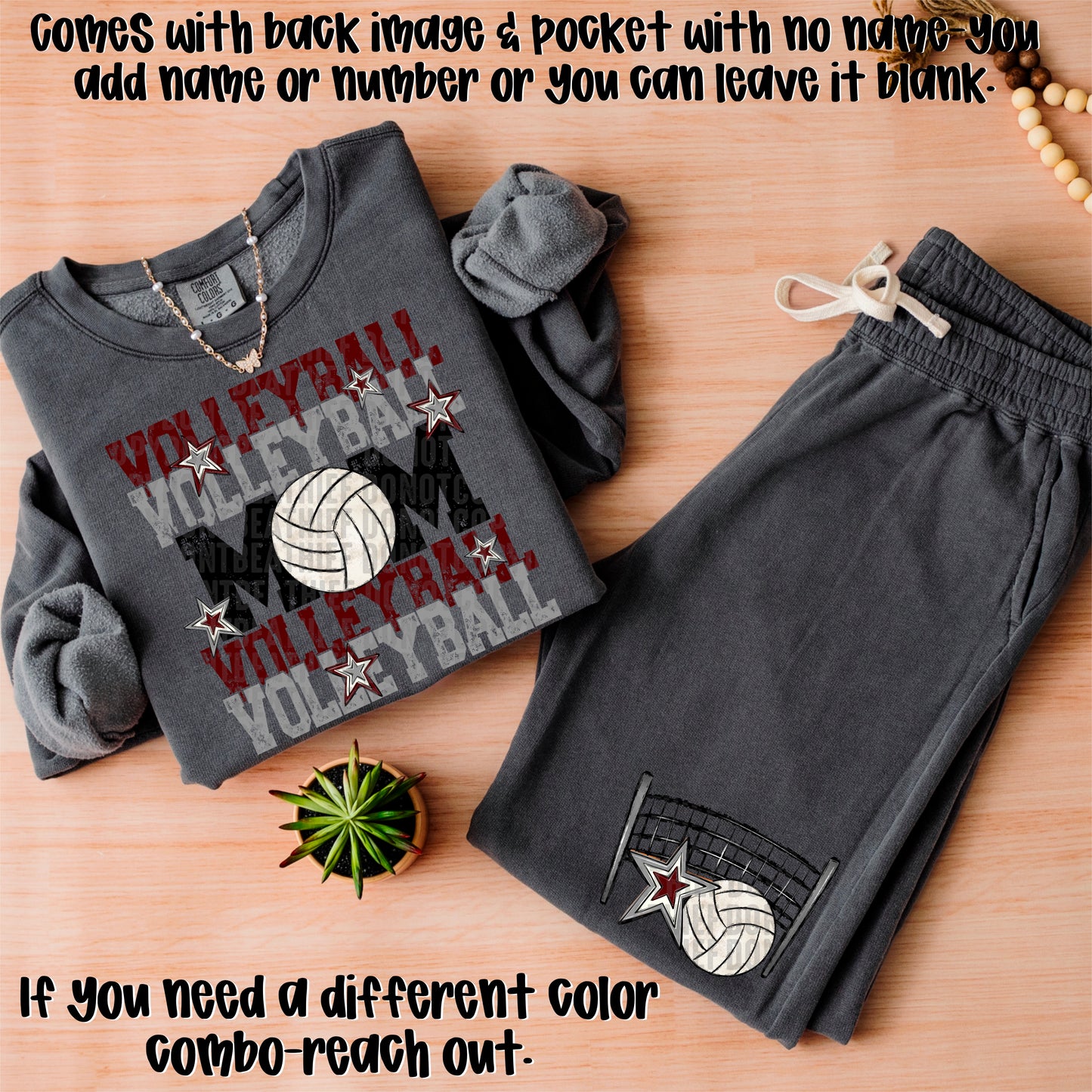 Volleyball Mom; Maroon & Grey