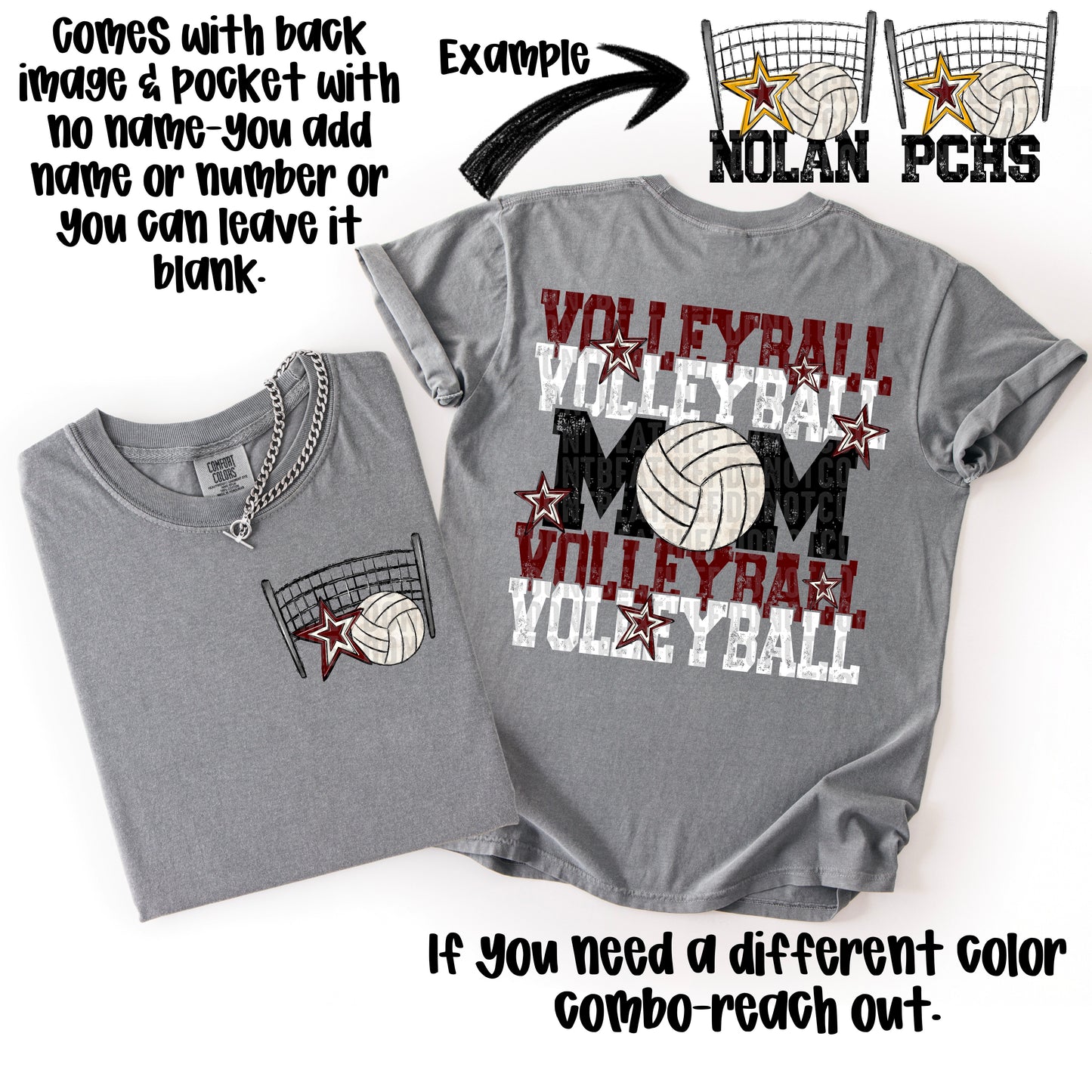 Volleyball Mom; Maroon & White
