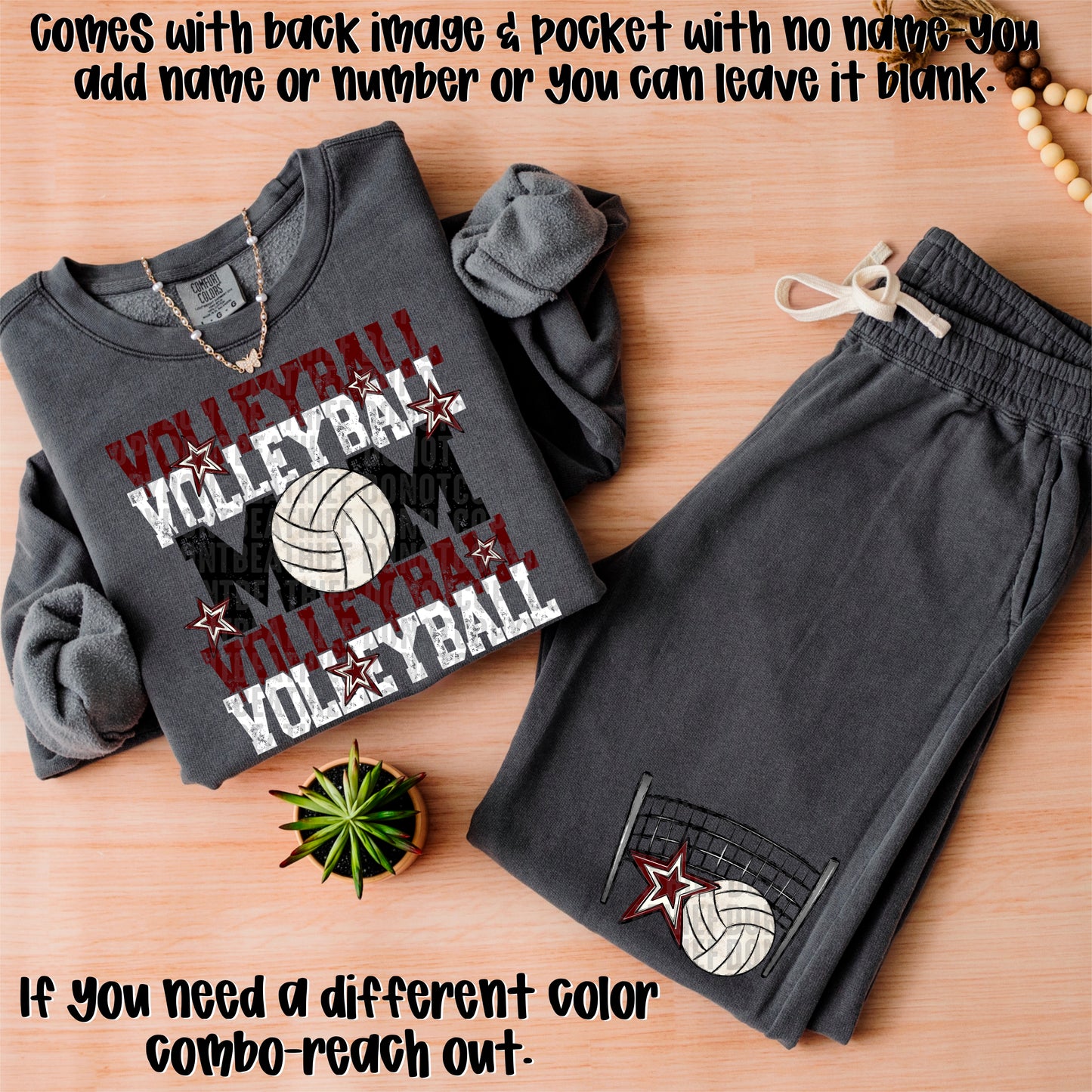 Volleyball Mom; Maroon & White