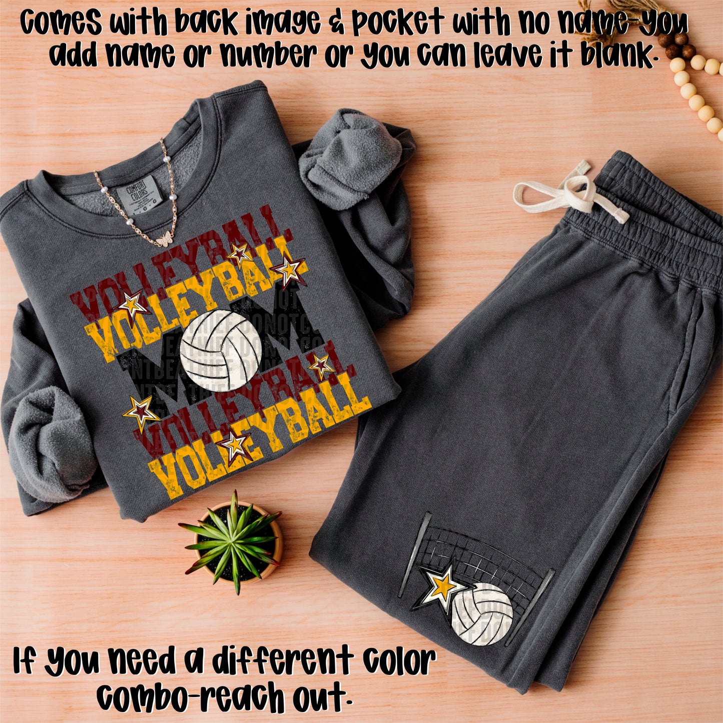 Volleyball Mom; Maroon & Yellow Gold