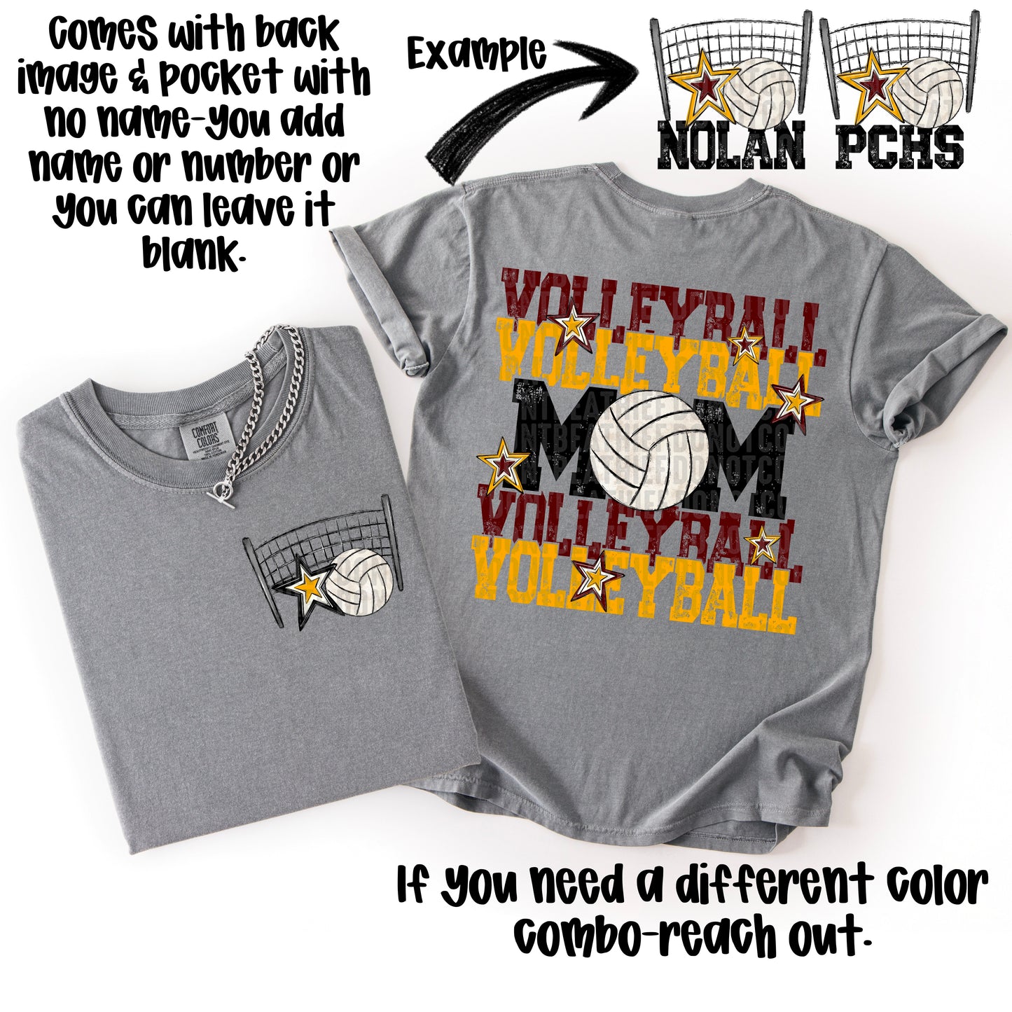 Volleyball Mom; Maroon & Yellow Gold
