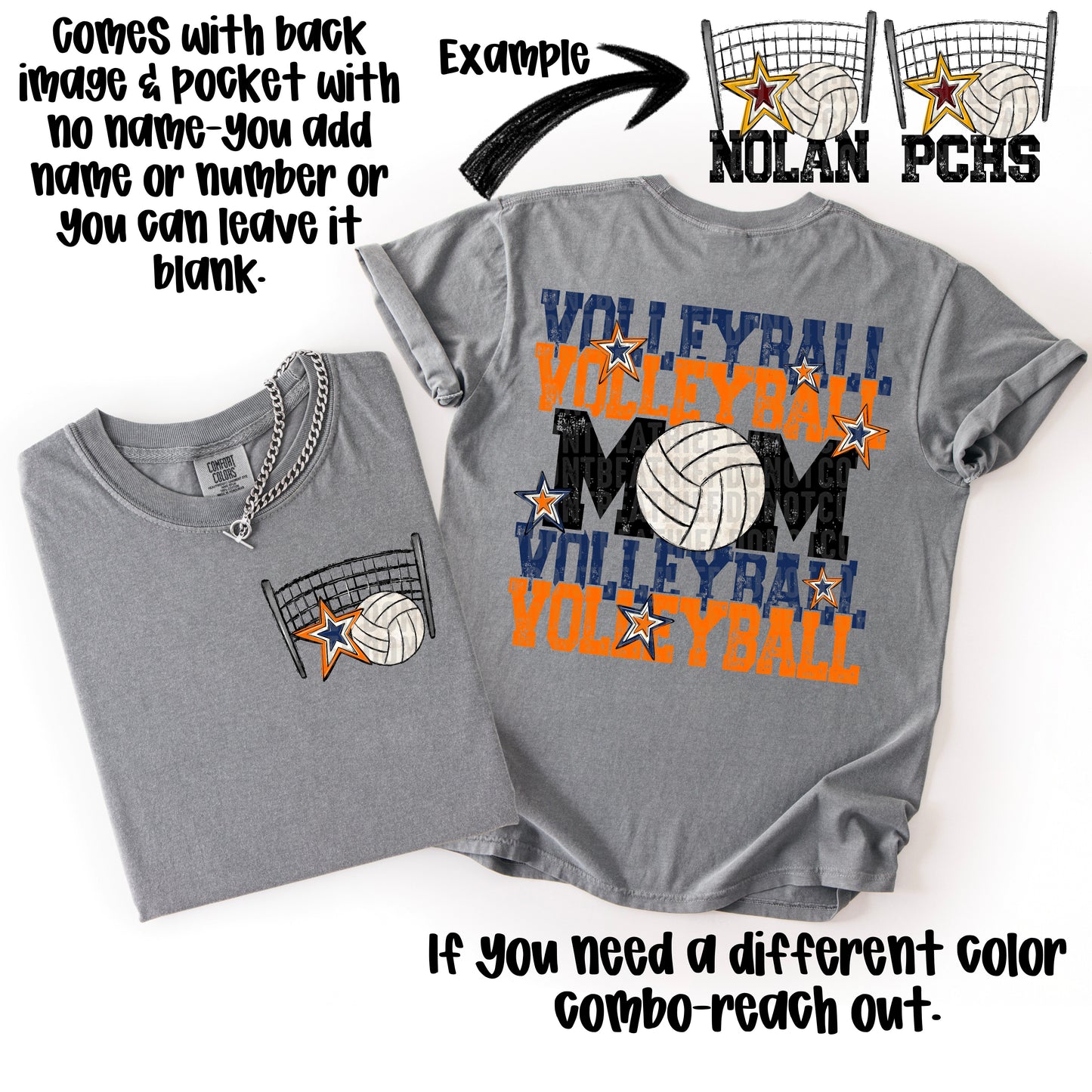 Volleyball Mom; Navy Blue & Orange