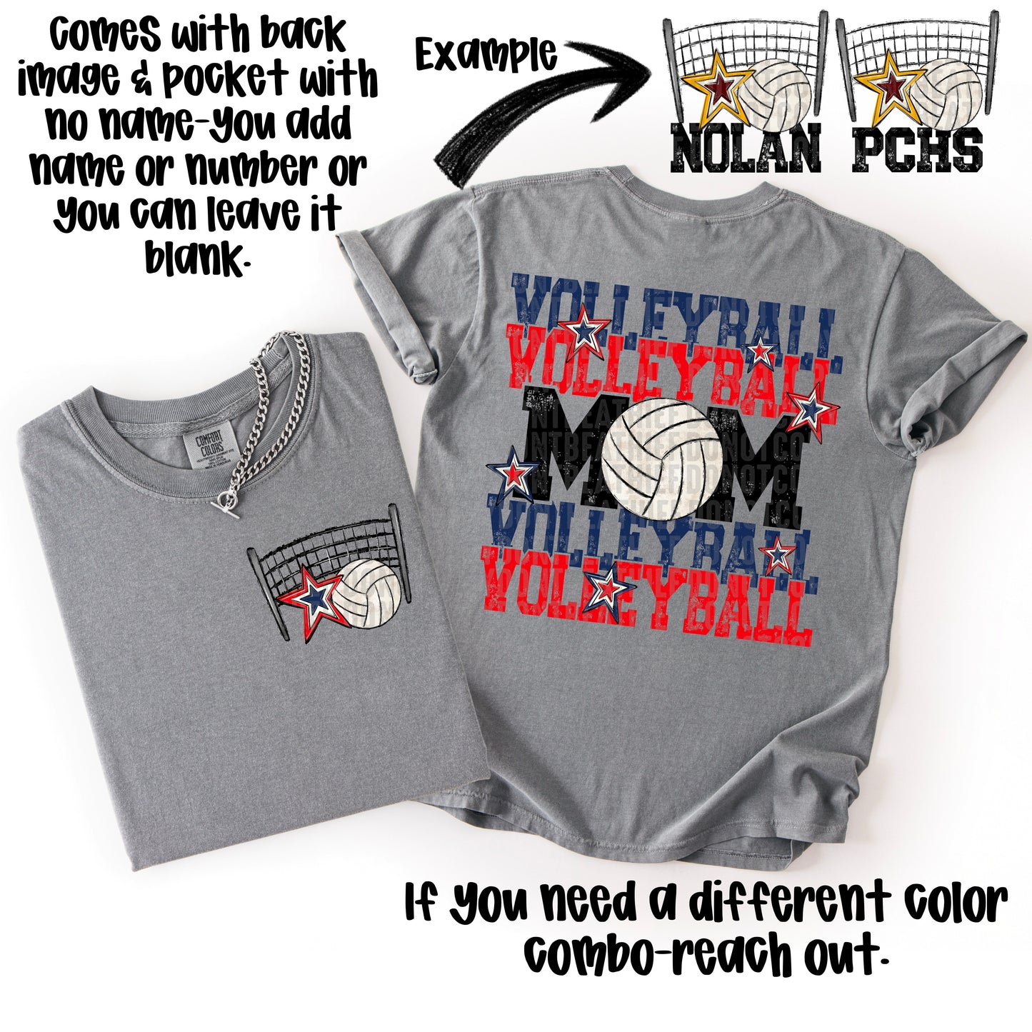 Volleyball Mom; Navy Blue & Red