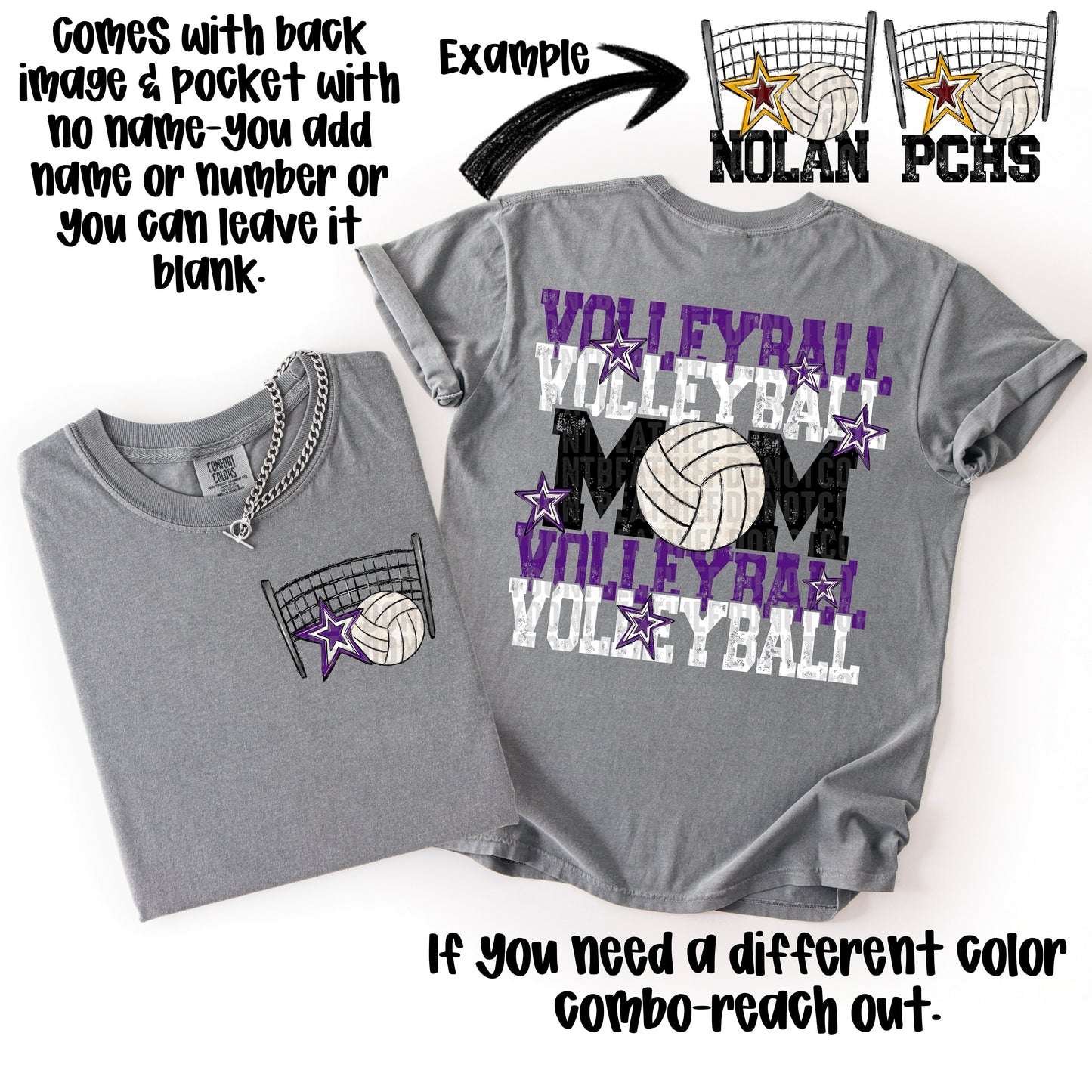 Volleyball Mom; Purple & White