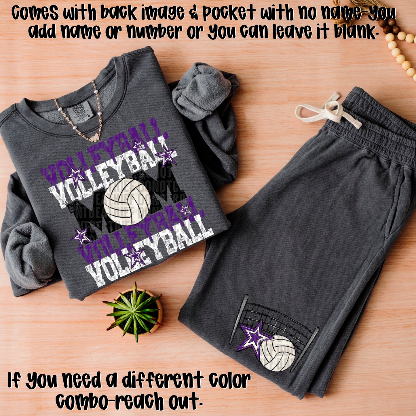 Volleyball Mom; Purple & White