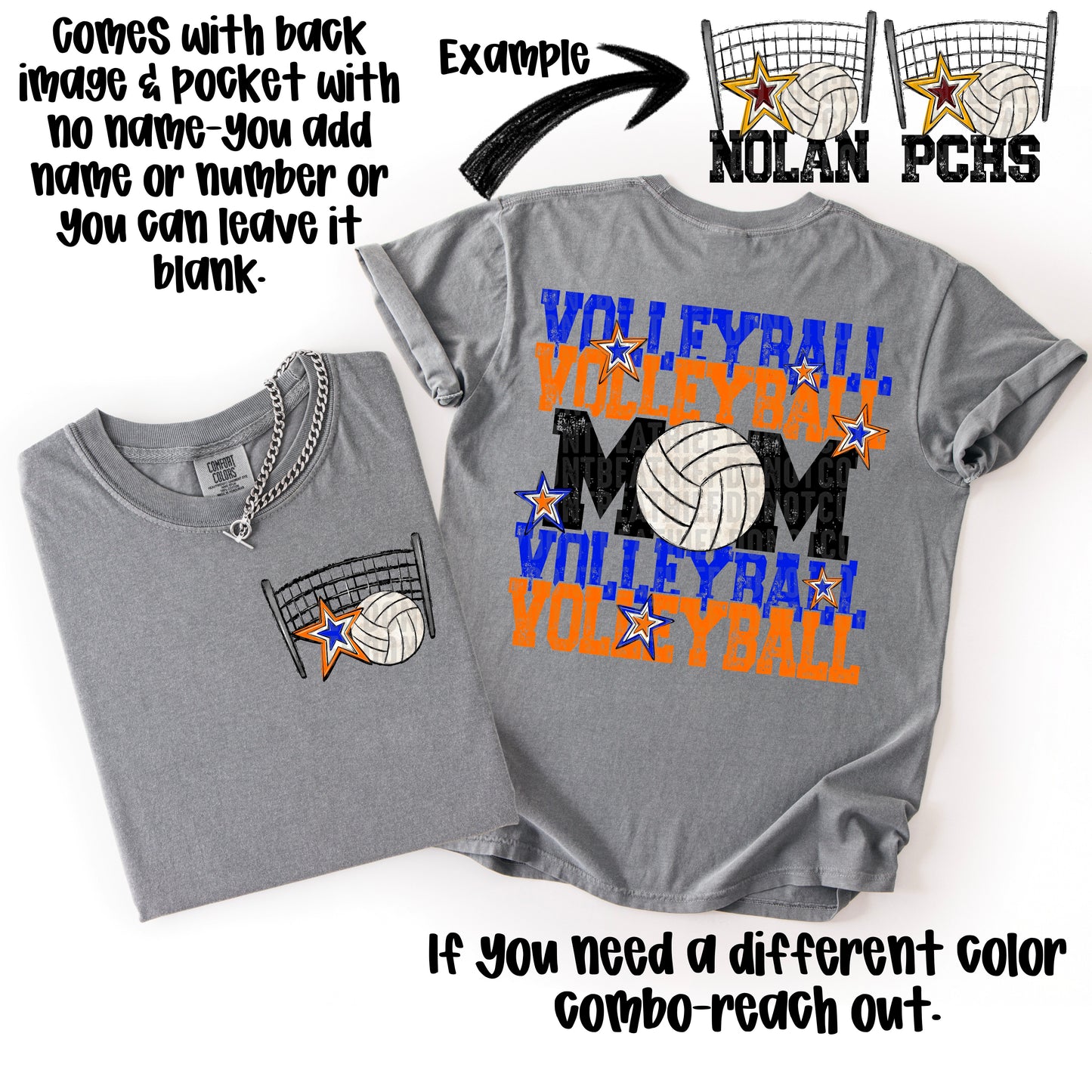 Volleyball Mom; Royal Blue & Orange