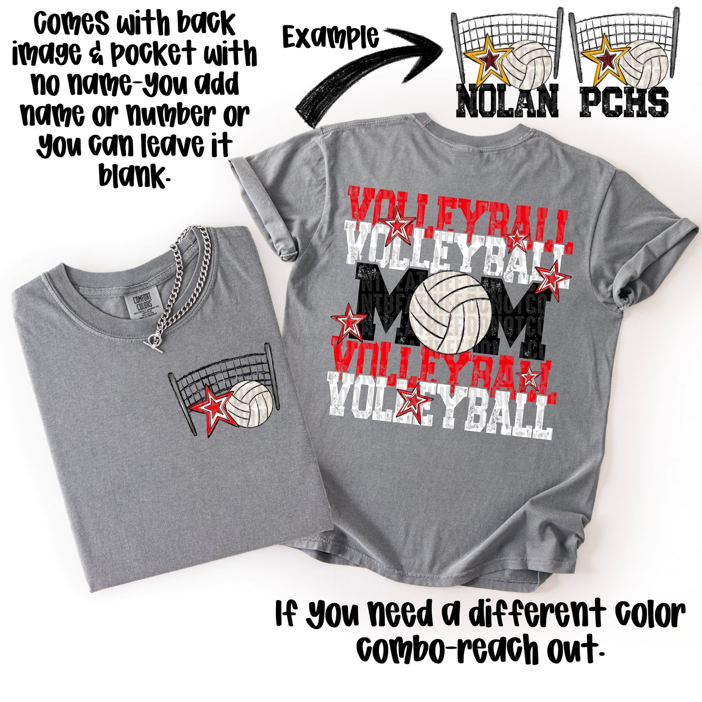 Volleyball Mom; Red & White