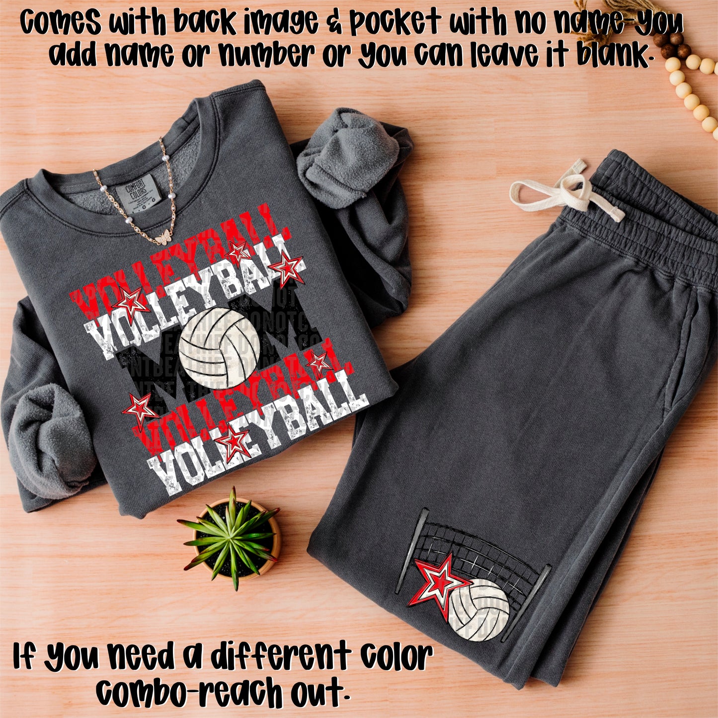 Volleyball Mom; Red & White