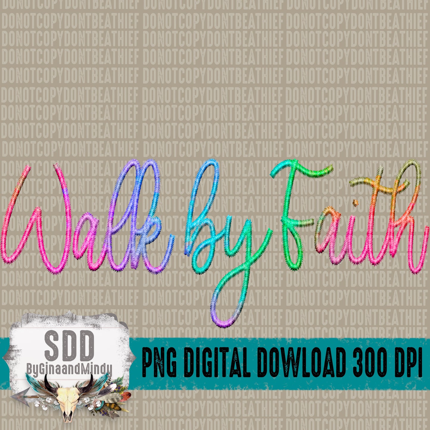 Walk by Faith; Faux Embroidery