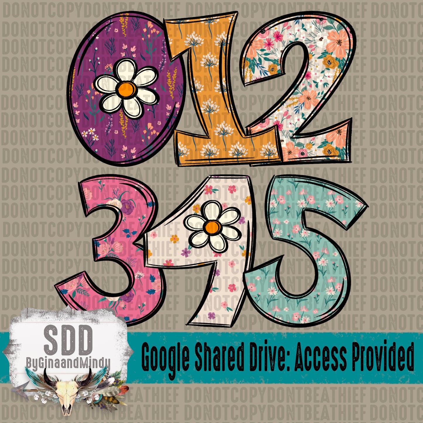 Wildflower Whimsy Doodle (6 Sets Uppercase, Lowercase, Numbers, & Special Characters)