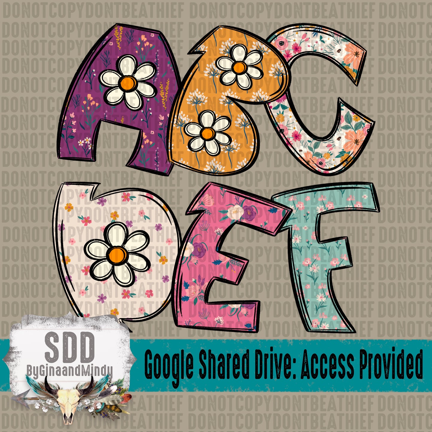 Wildflower Whimsy Doodle (6 Sets Uppercase, Lowercase, Numbers, & Special Characters)