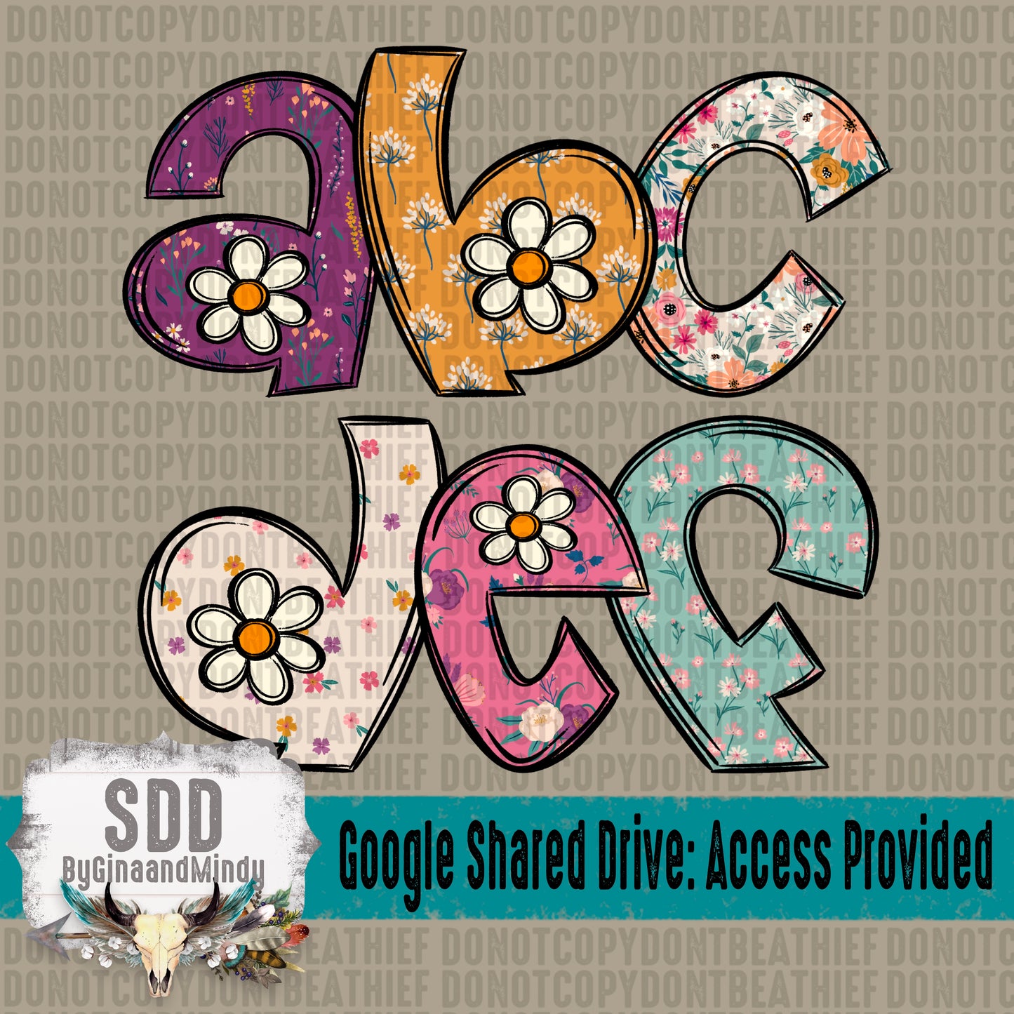 Wildflower Whimsy Doodle (6 Sets Uppercase, Lowercase, Numbers, & Special Characters)