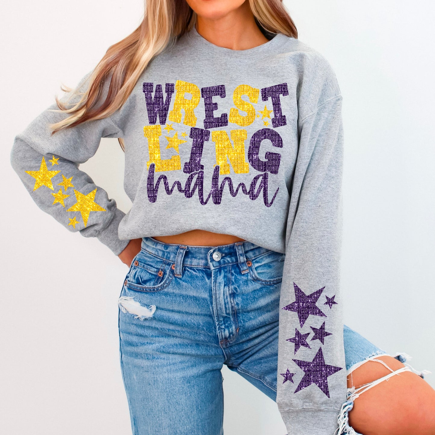 Wrestling Mama Bundle With Stars; Purple & Yellow Gold
