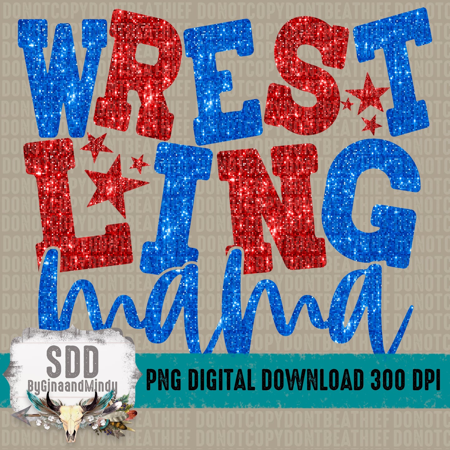 Wrestling Mama Bundle With Stars; Blue & Red