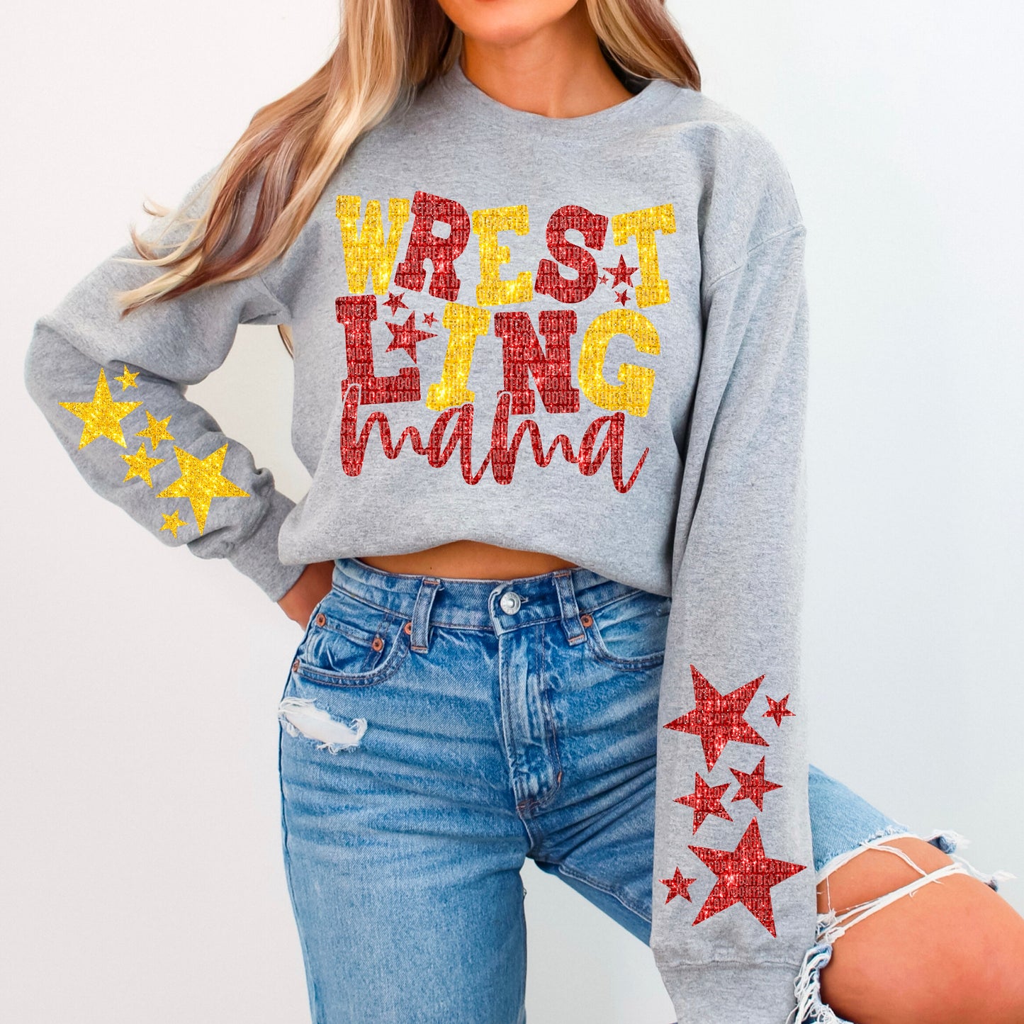 Wrestling Mama Bundle With Stars; Red & Yellow Gold