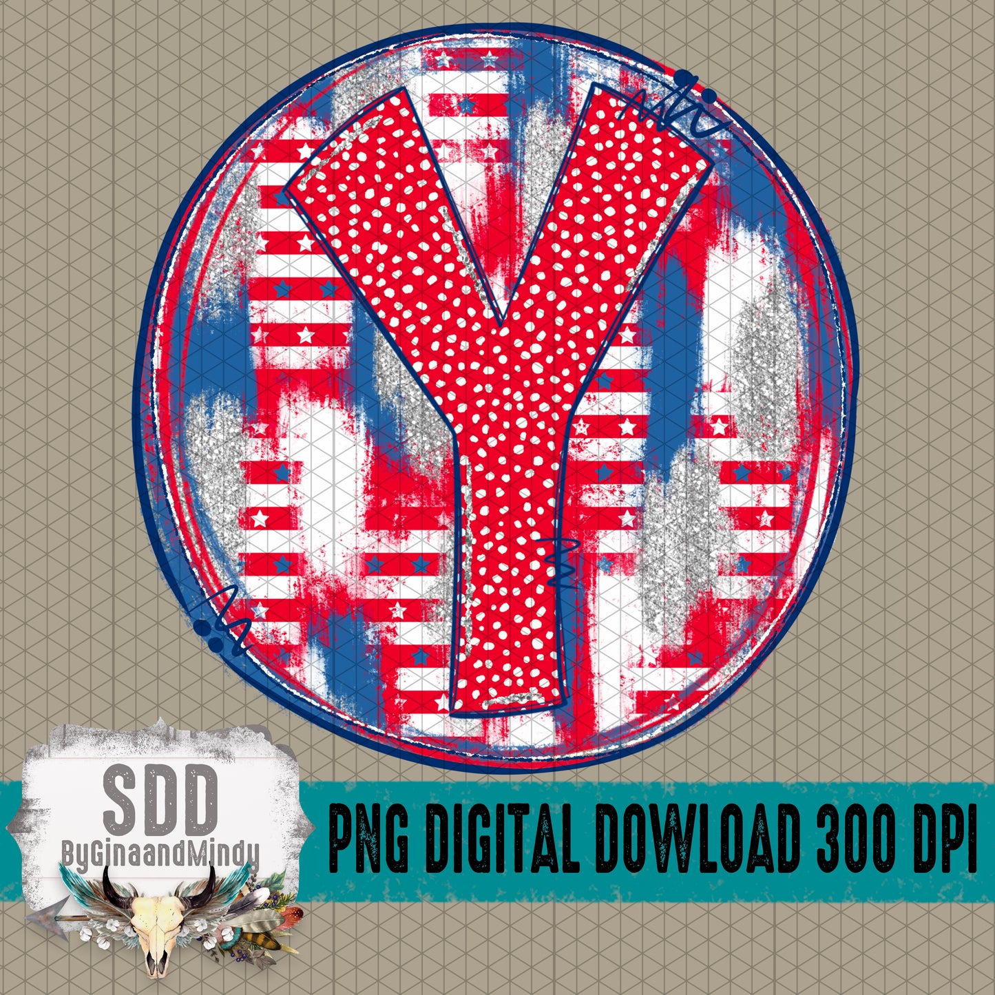 Patriotic Brush Strokes Circle DIY/Personalize; Y