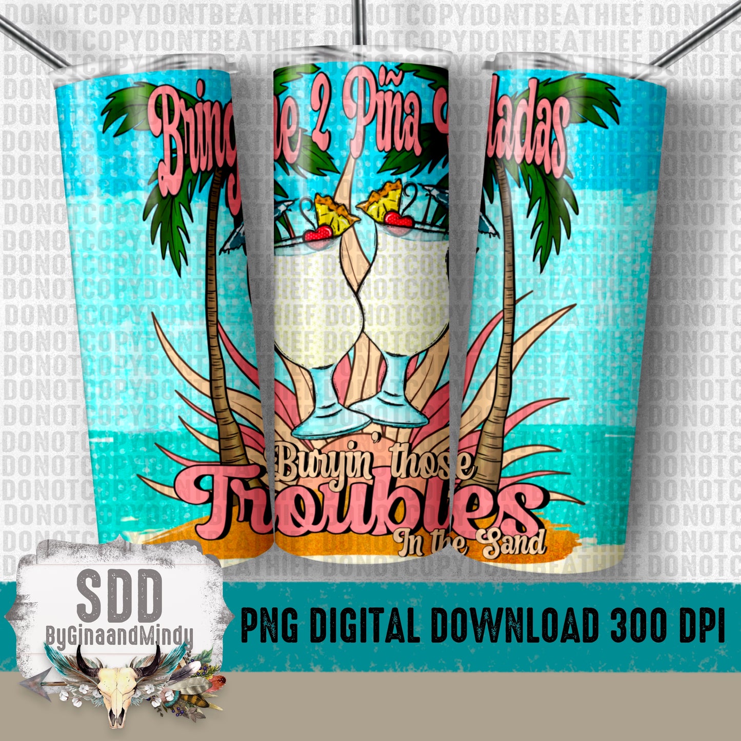 2 Pina Coladas Digital 20 oz Tumbler