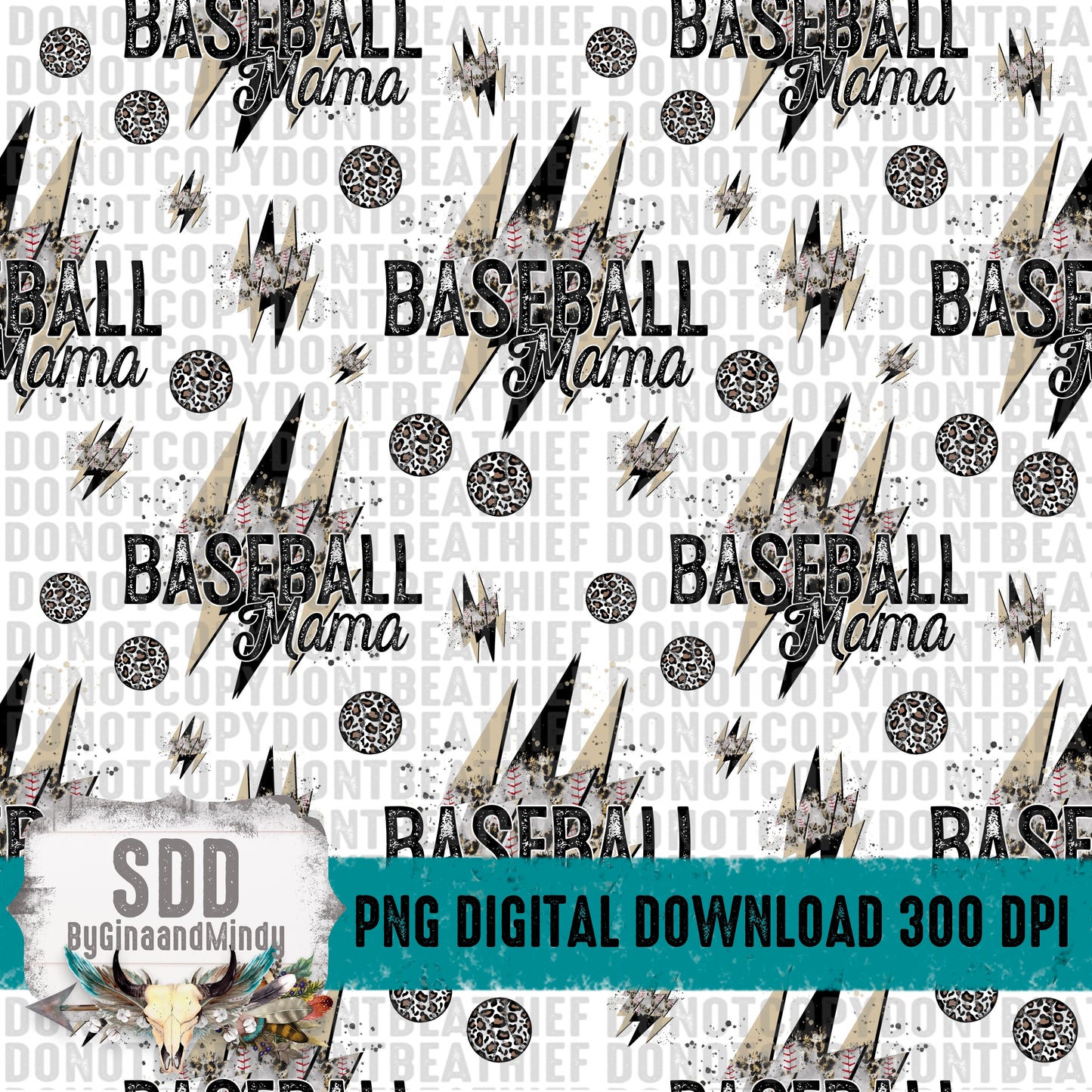 Baseball Mama Seamless Pattern