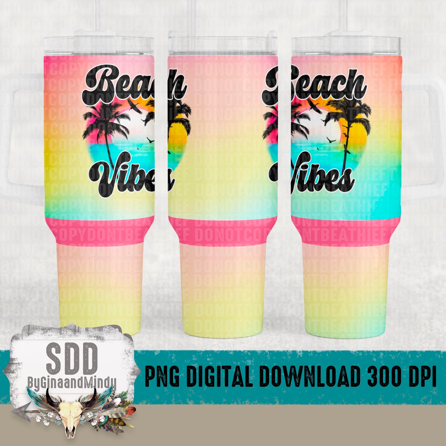 Beach Vibes 40 oz Tumbler Digital Design (Not Seamless)