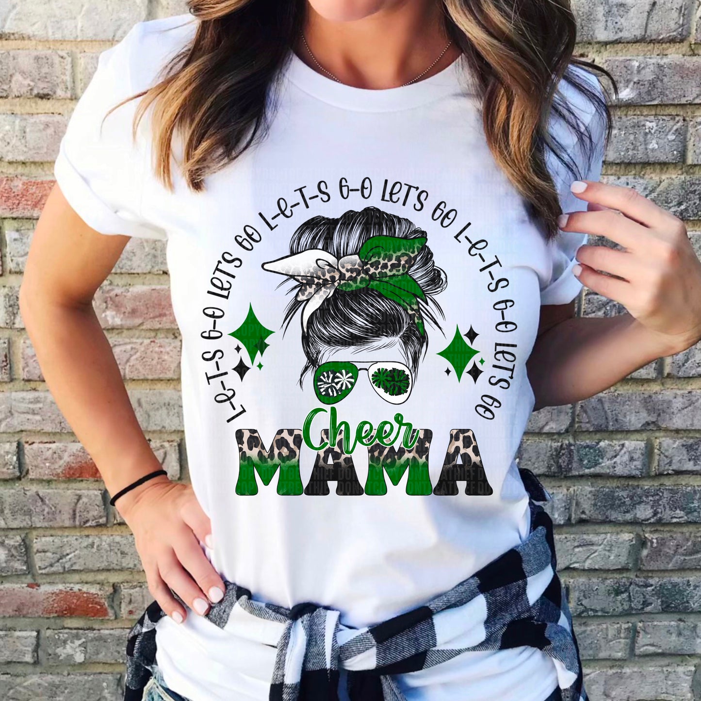 Cheer Mama Messy Bun Green/Black/White