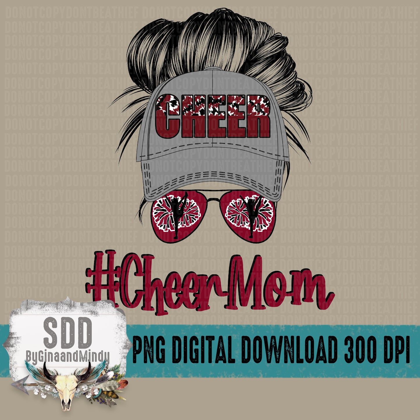 Cheer Mom With Hat Maroon/Black