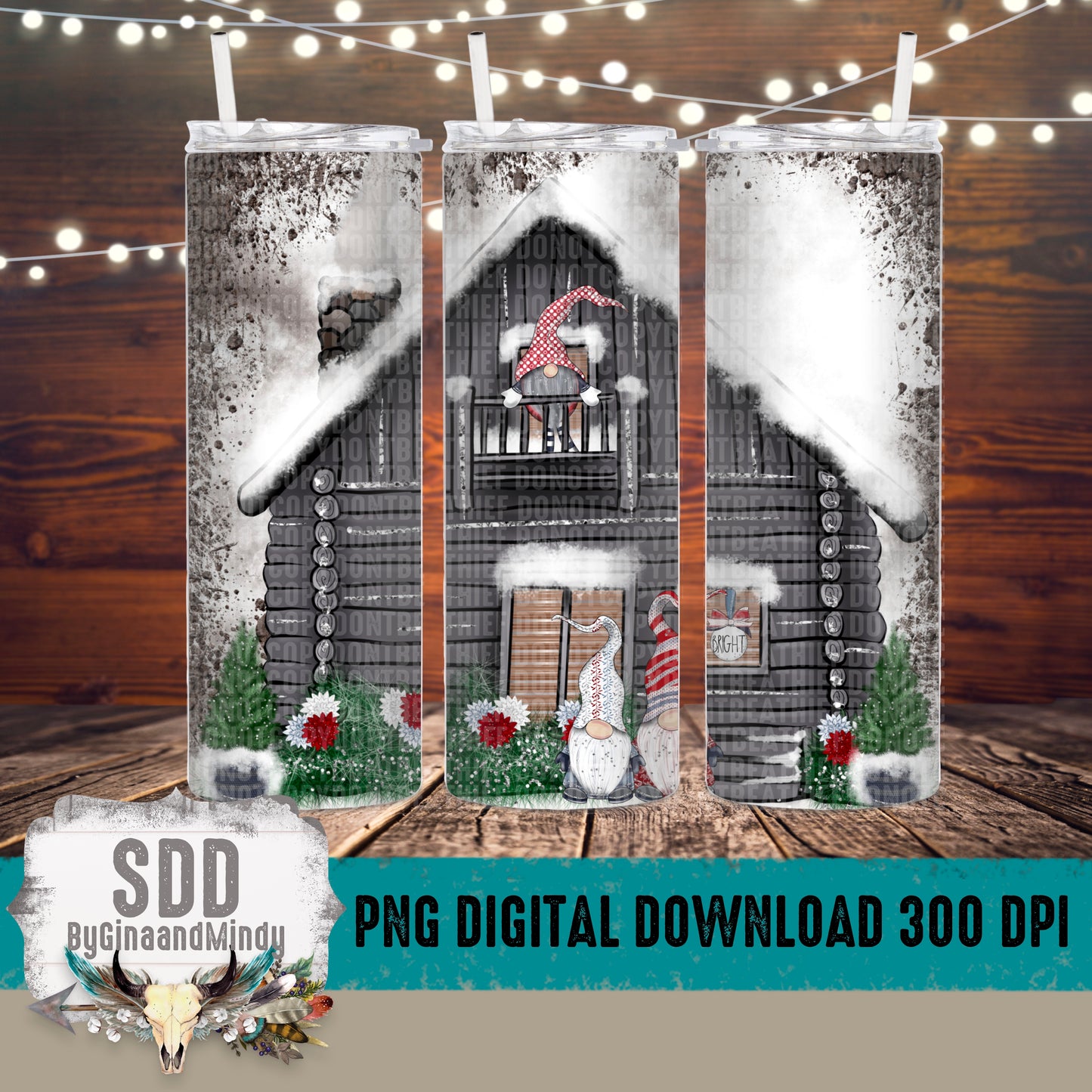 Christmas Gnome House 20 oz Tumbler Wrap