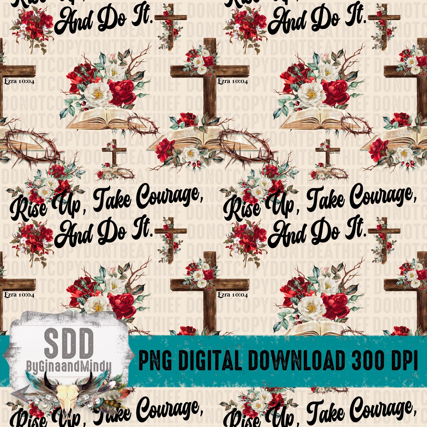 Rise Up, Take Courage, and Do It Seamless Pattern