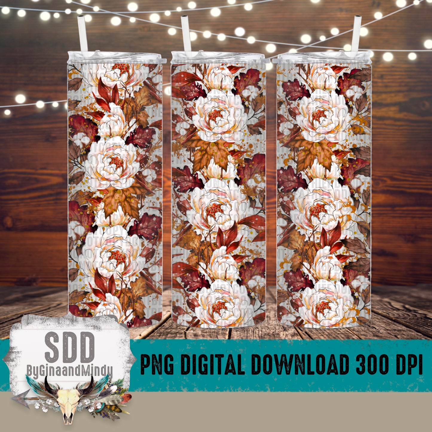 Fall Florals 20 oz Tumbler Wrap