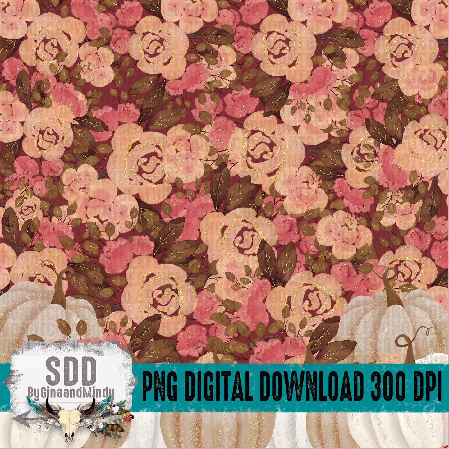 Fall Floral Digital Paper Pattern