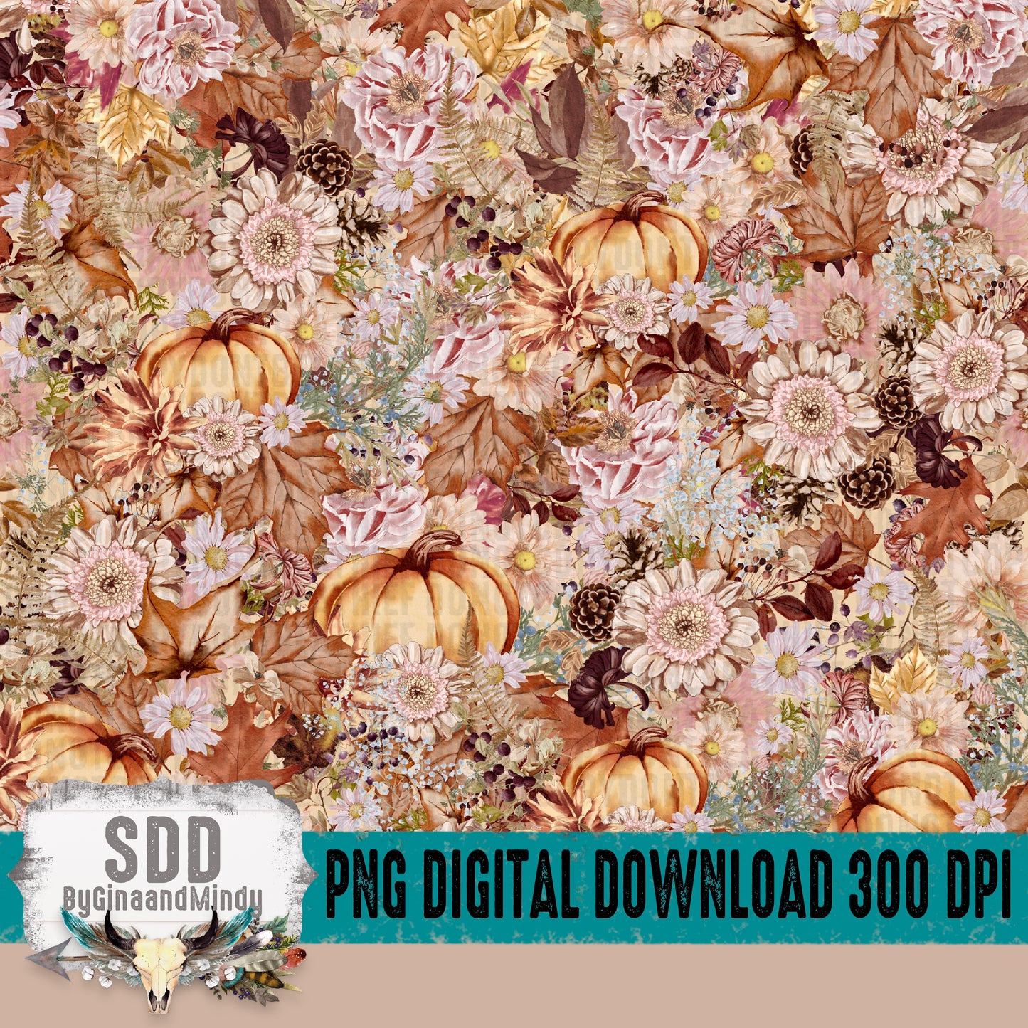 Fall Floral Pumpkin Skinny Tumbler 20 oz