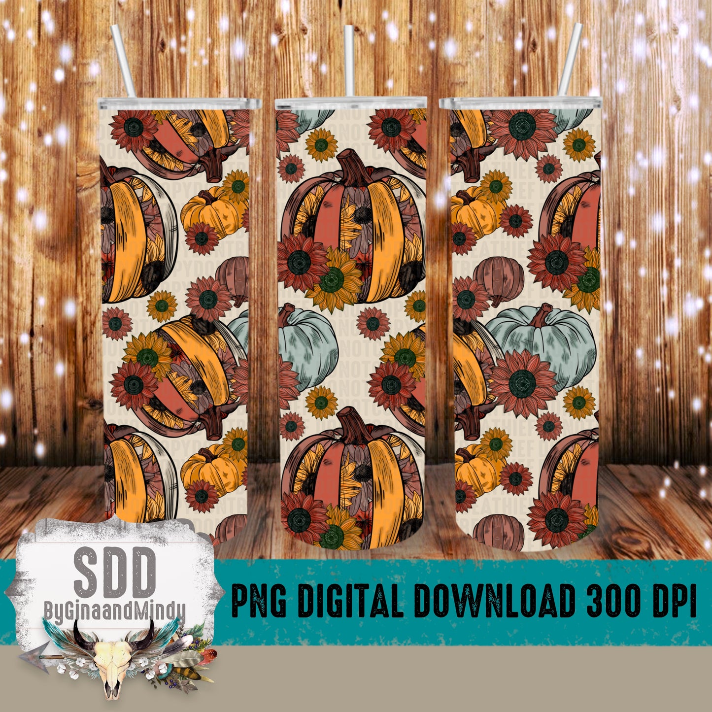 Floral Pumpkin Seamless|Skinny Tumbler Bundle