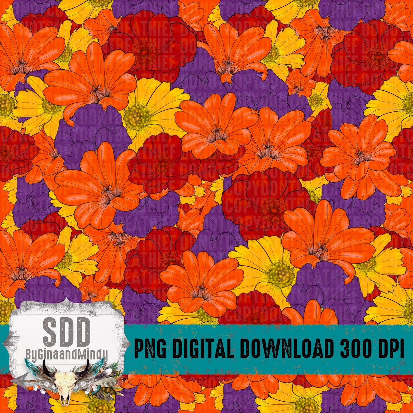 Halloween Flowers Seamless