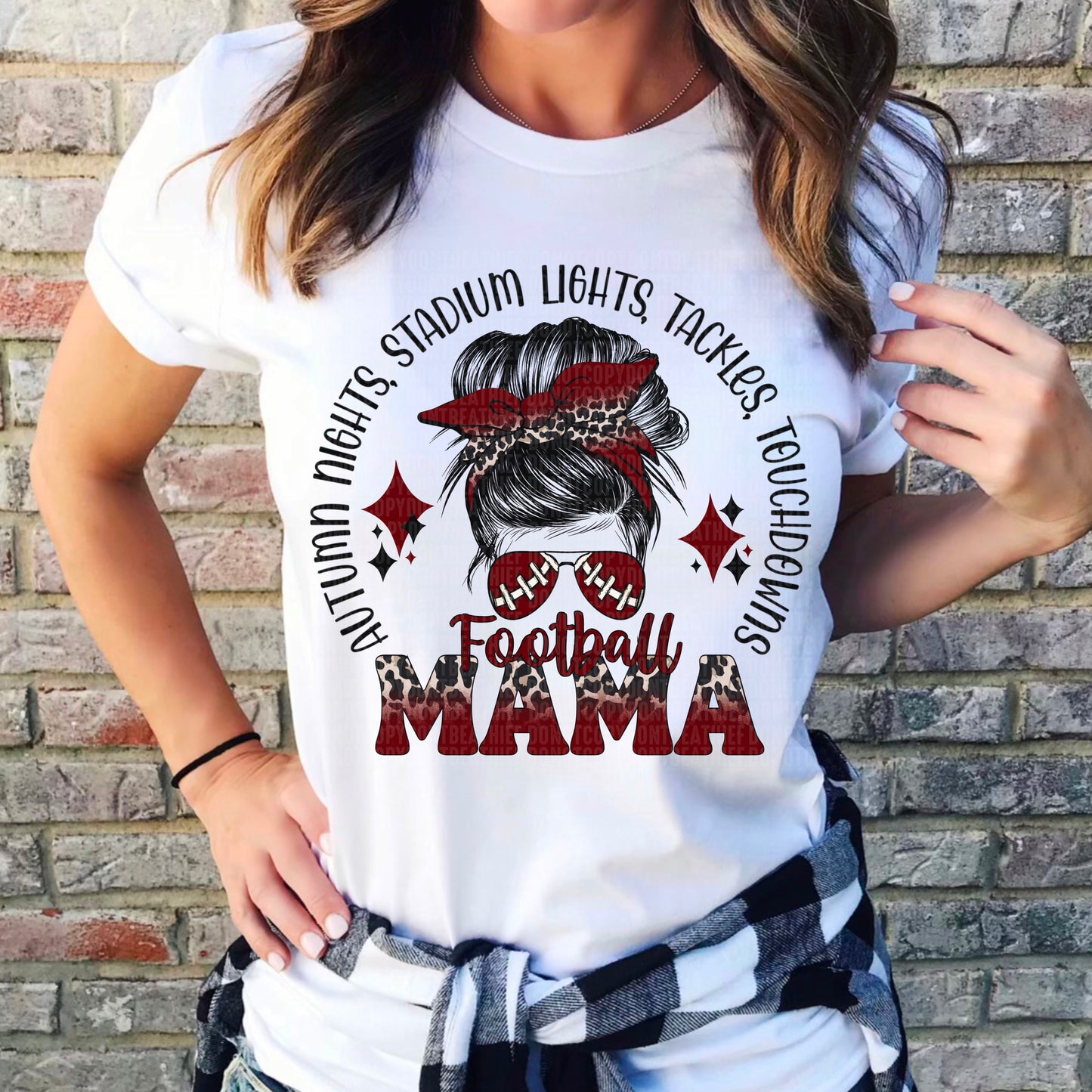 Football Mama Messy Bun Maroon/Black