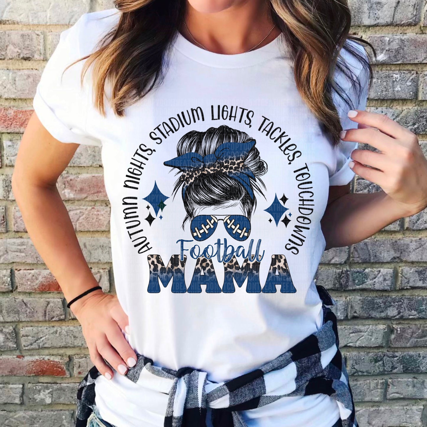 Football Mama Messy Bun Navy/Black