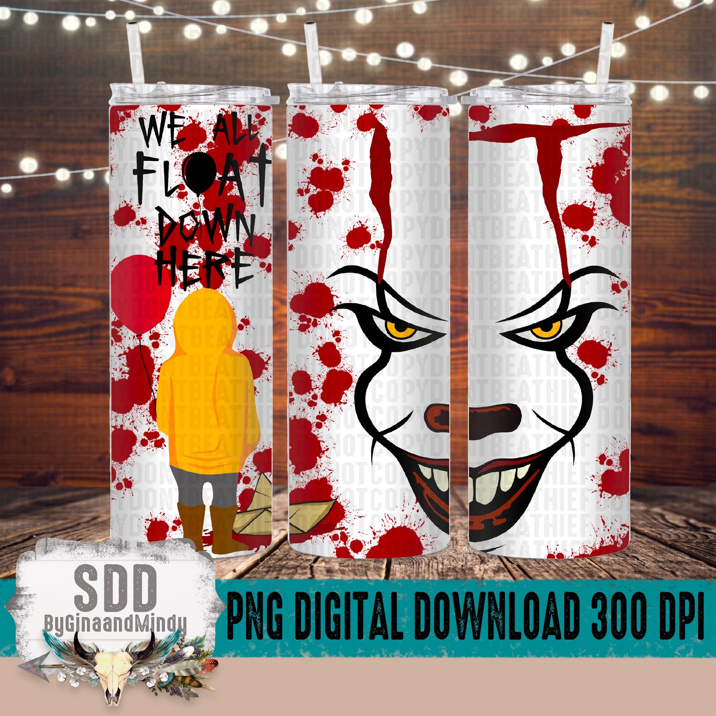 Halloween We All Float Down Here 20 oz Tumbler Wrap