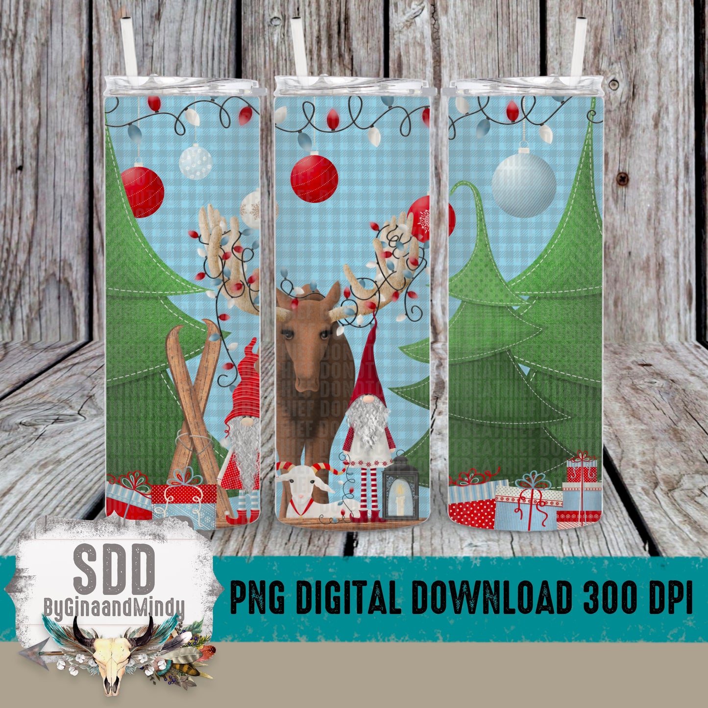Moose Gnome Christmas Skinny Tumbler