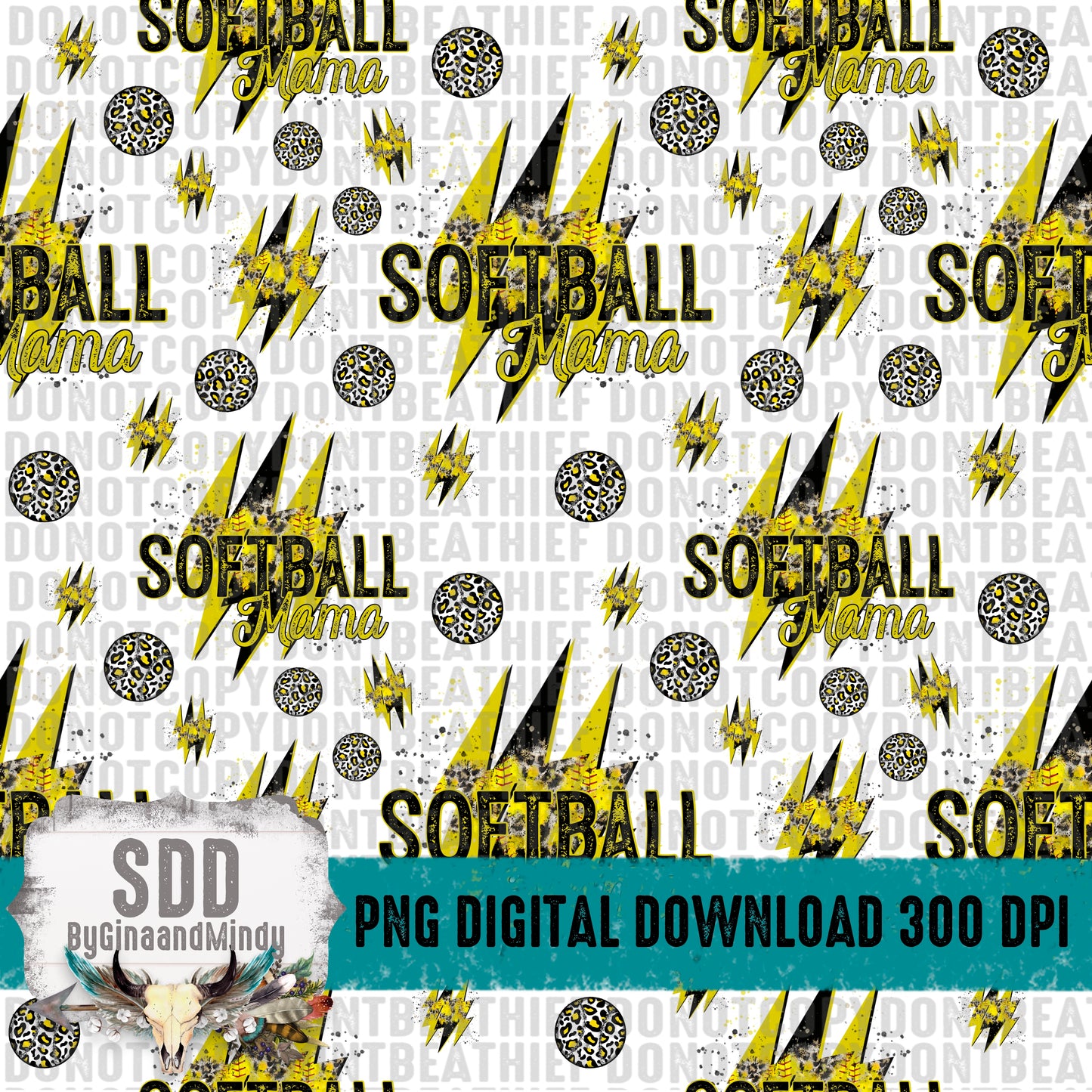 Softball Mama Seamless Pattern