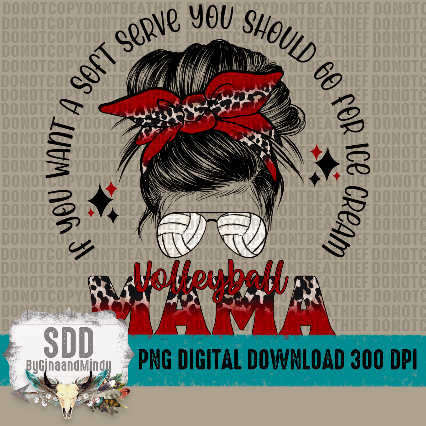 Volleyball Mama Messy Bun Red/Black