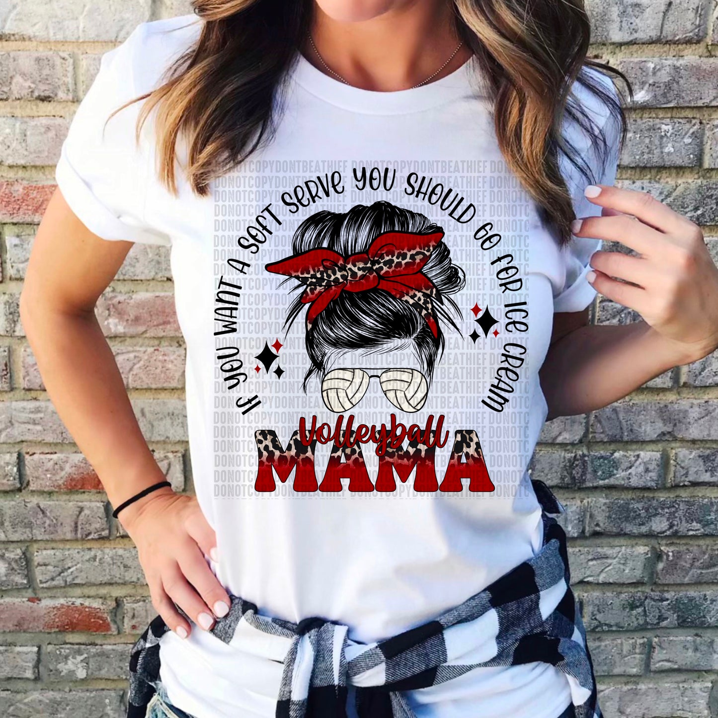 Volleyball Mama Messy Bun Red/Black