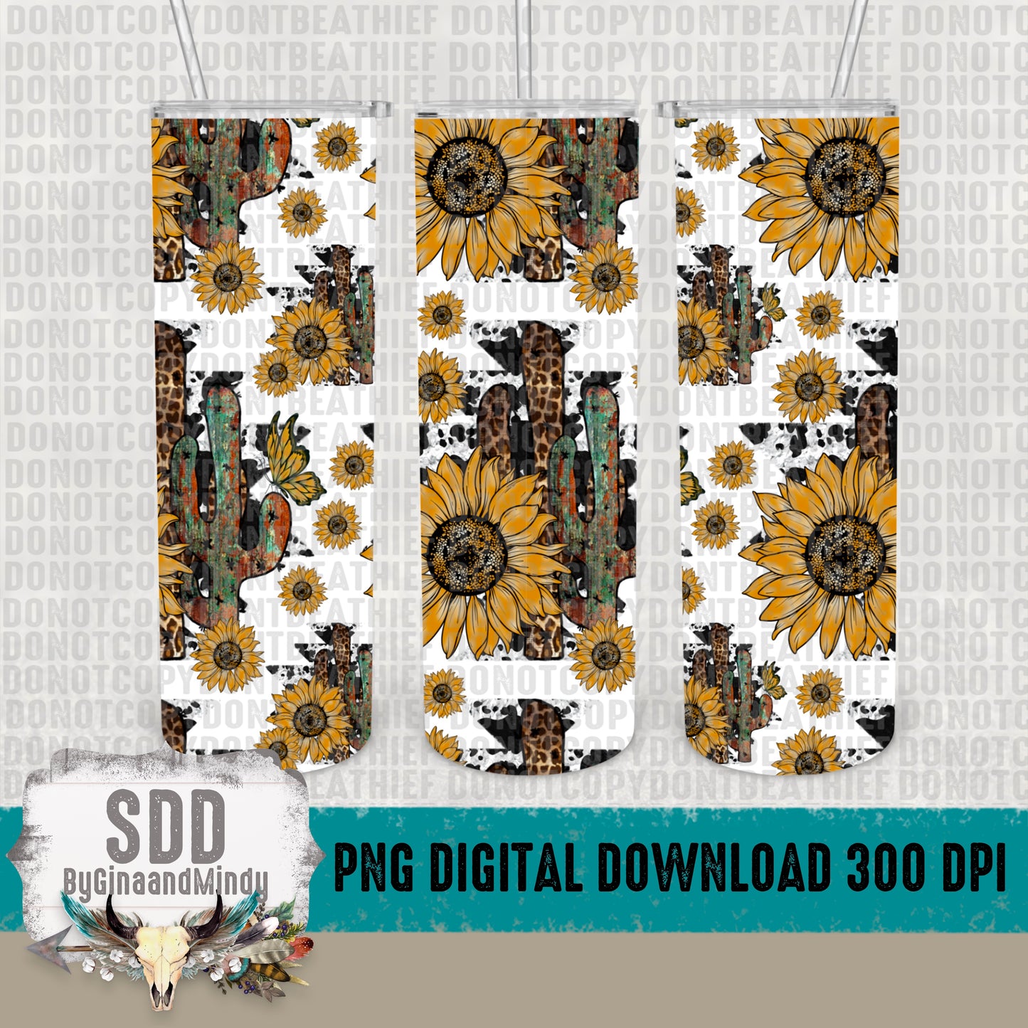 Western Sunflower Skinny Tumbler Wrap
