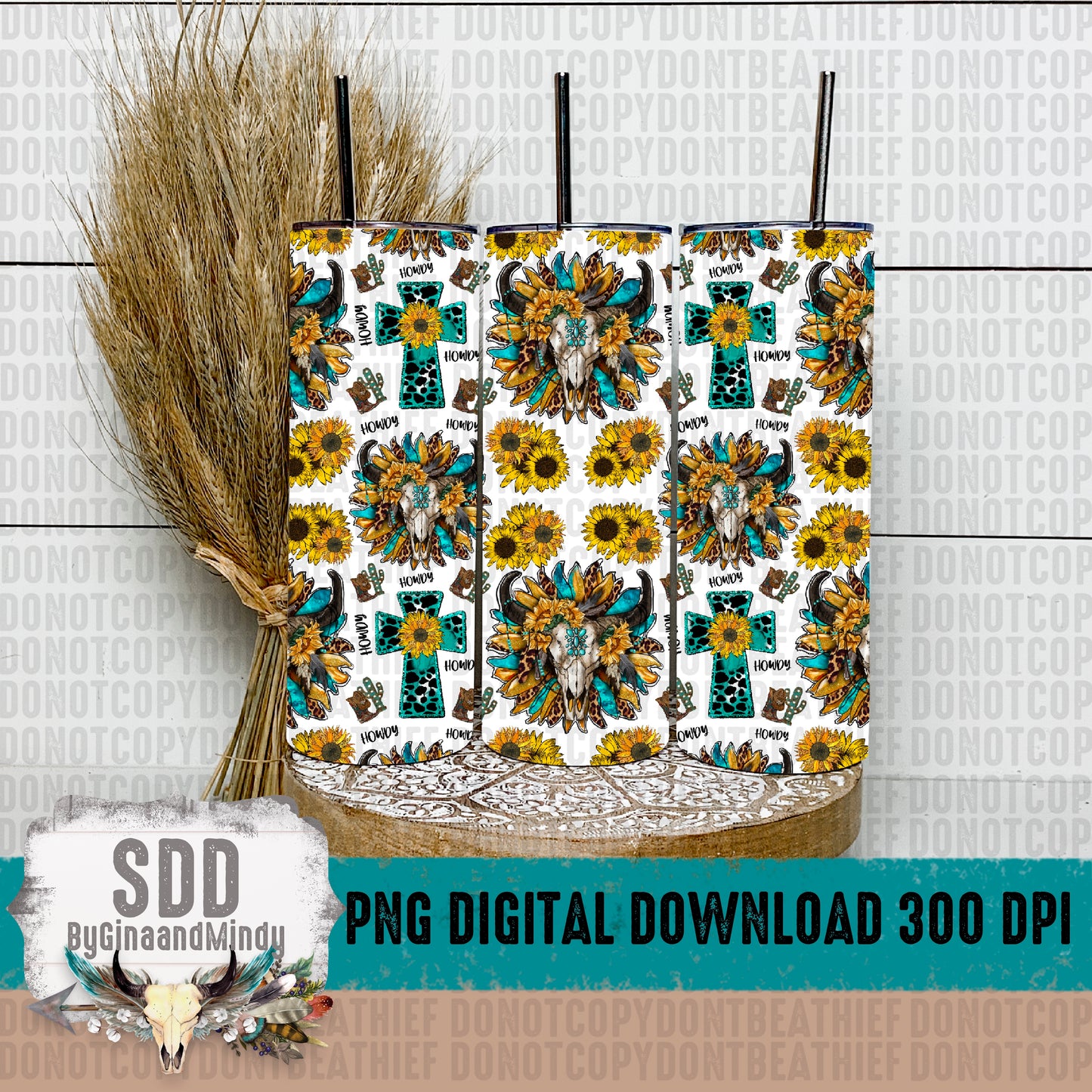 Western Sunflower Skinny Tumbler Wrap