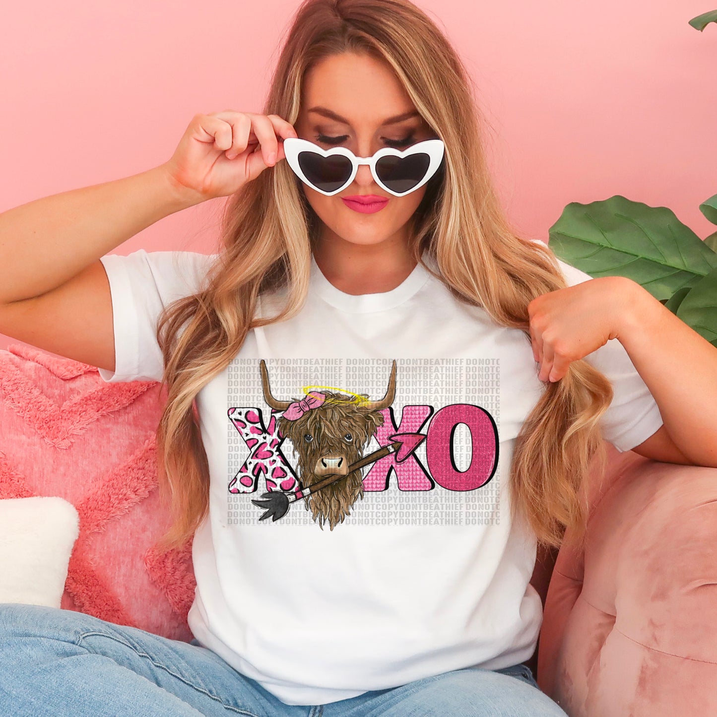 XOXO Highland Cow Pink
