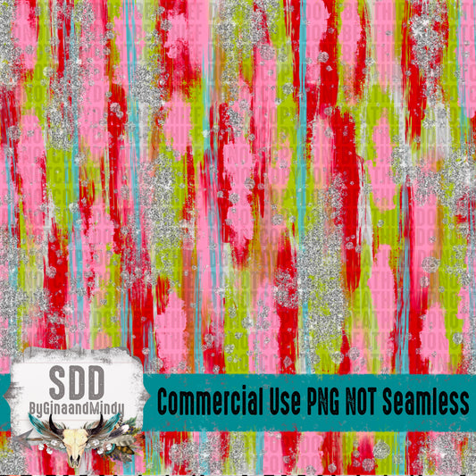 Brush Strokes Paper; Lime, Pink, Red, Silver